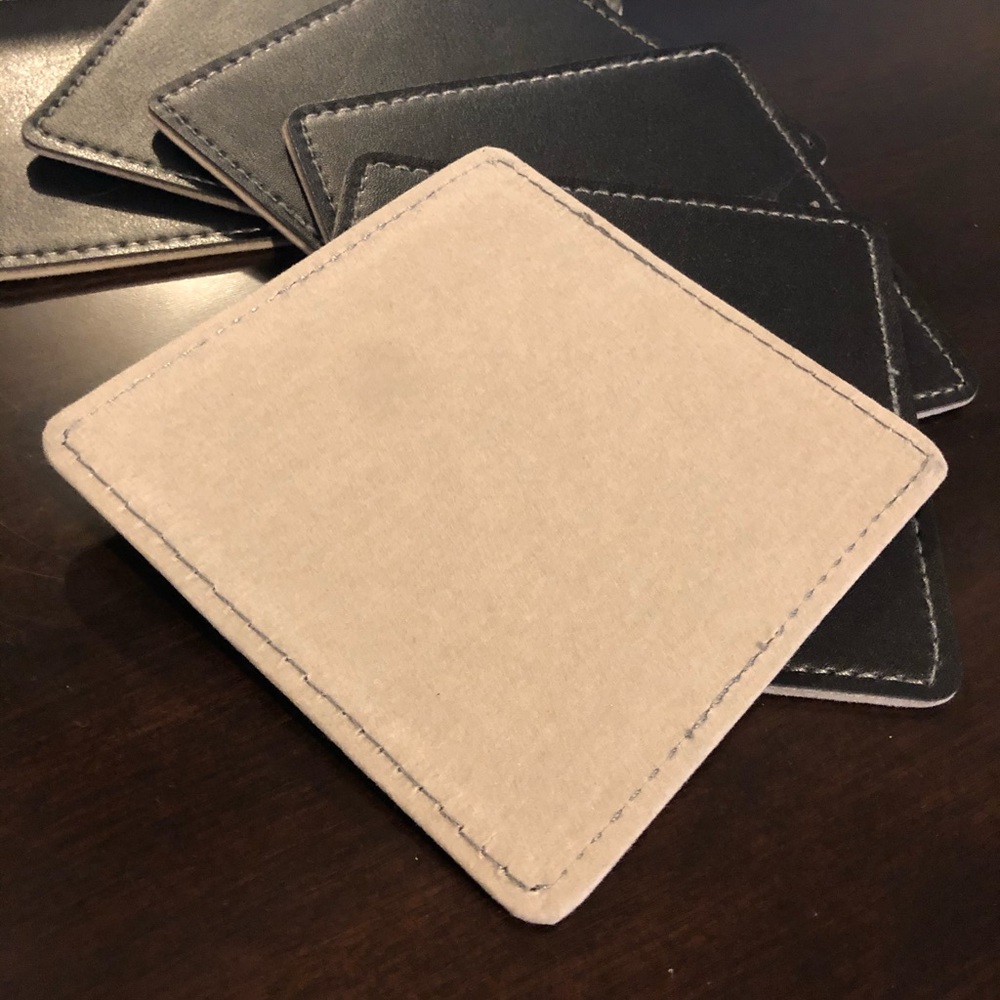 ExxonMobil Leather Coaster Set (6) | Black Stitched | Executive Barware - Picture 5 of 5